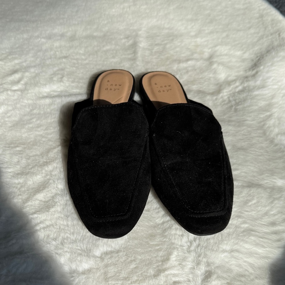 a new day Black Suede Mules